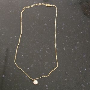 FREE WITH PURCHASE-Elegant Gold Tone Necklace with Pink Pendant